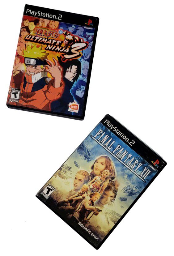 Final Fantasy XII 12 + Naruto Ultimate Ninja 3 PlayStation 2 PS2 Black Label Anime Video Game Lot