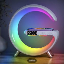 Rhythm RGB Light Bar Smart Light Sunrise Alarm Clock Wake Up Light Alarm Clocks For Bedrooms Dimmable Table Lamp With Fast Wireless Charger Alarm Cloc
