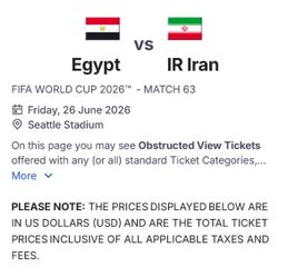 FIFA Egypt Iran Tickets Seattle