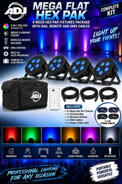 ADJ Mega Flat Hex Pak 4-Fixture LED Lighting Kit