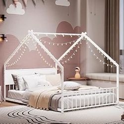 White house shape full bed frame