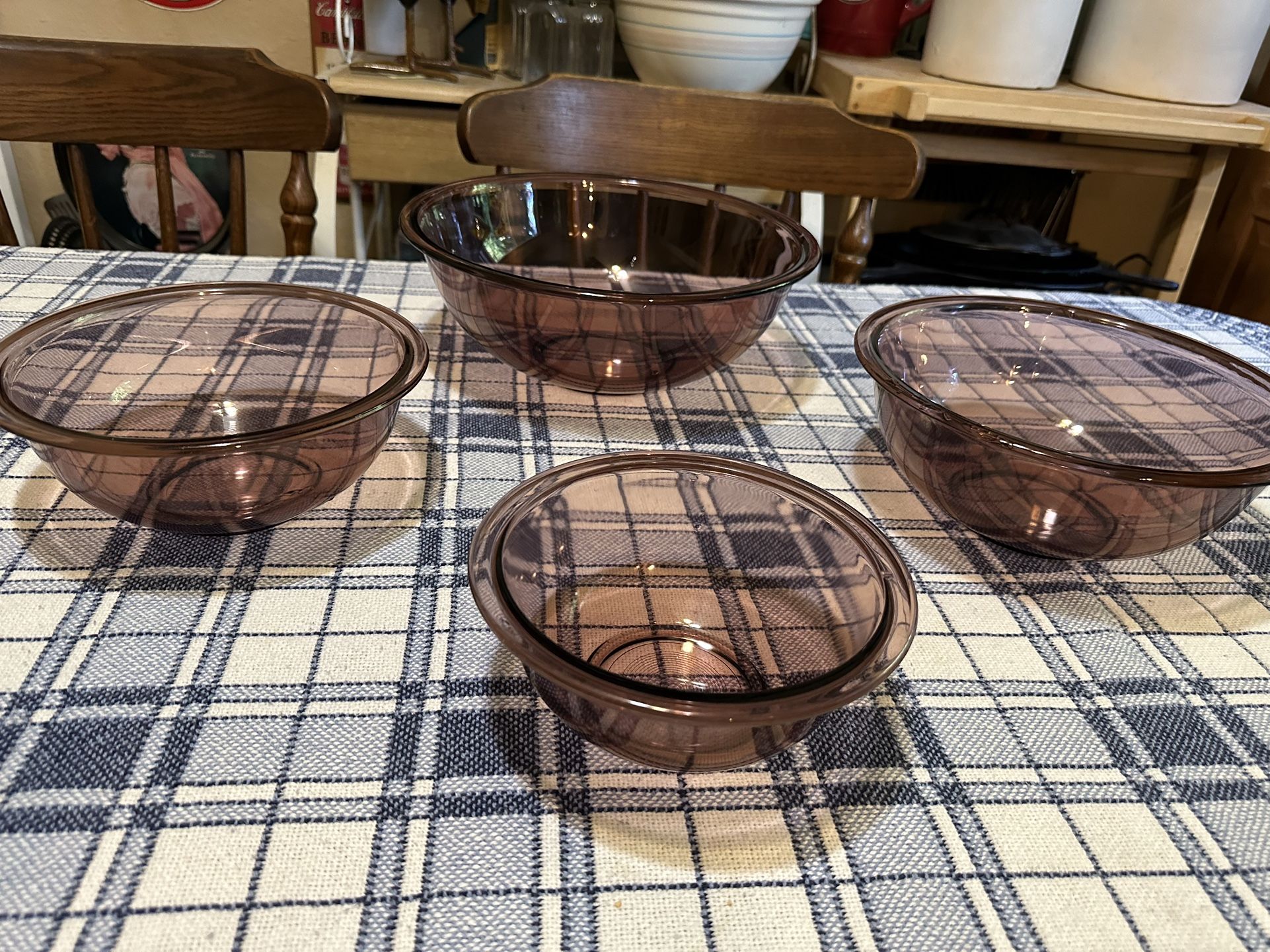 Vintage Pyrex Cranberry Nesting Mixing Bowl Set
