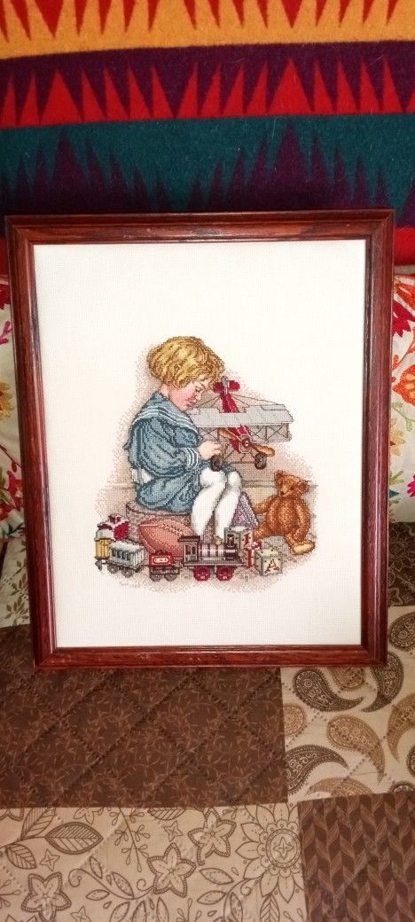 Vintage Framed Cross Stitch 