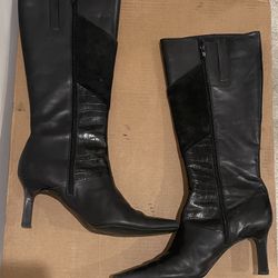 Style & Co  Knee Black Leather Women’s Boots Size 9.5
