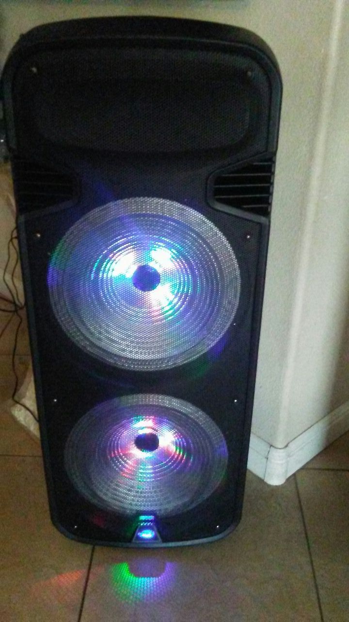 Dolphin portable Bluetooth radio 15 speakers two of them don't need or you can take it anywhere it is rechargeable Sears rechargeable for 4 hours
