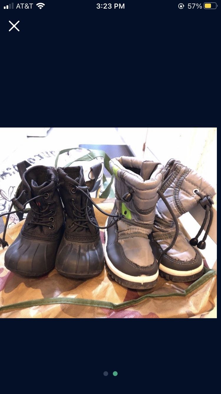Toddler Boys Snow Boots Size 8c Rain Boots Size 6c