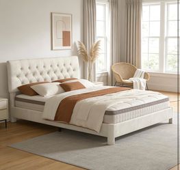 Brand New Queen Tufted Upholstered Bed Frame