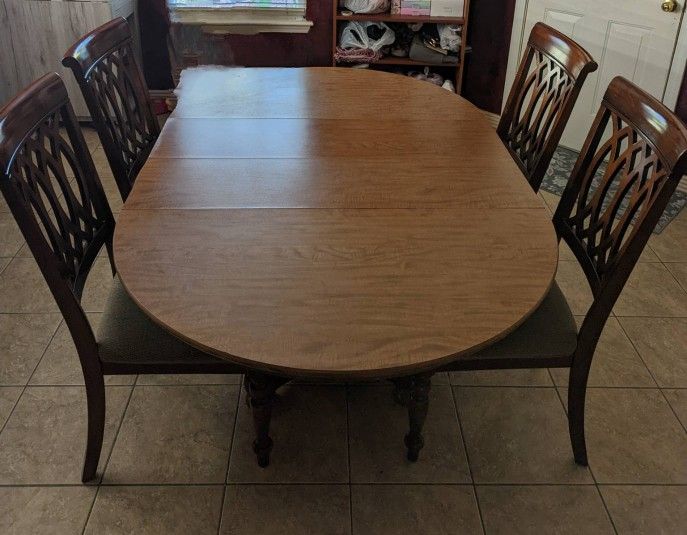 Wood Dining Room With Chairs.  