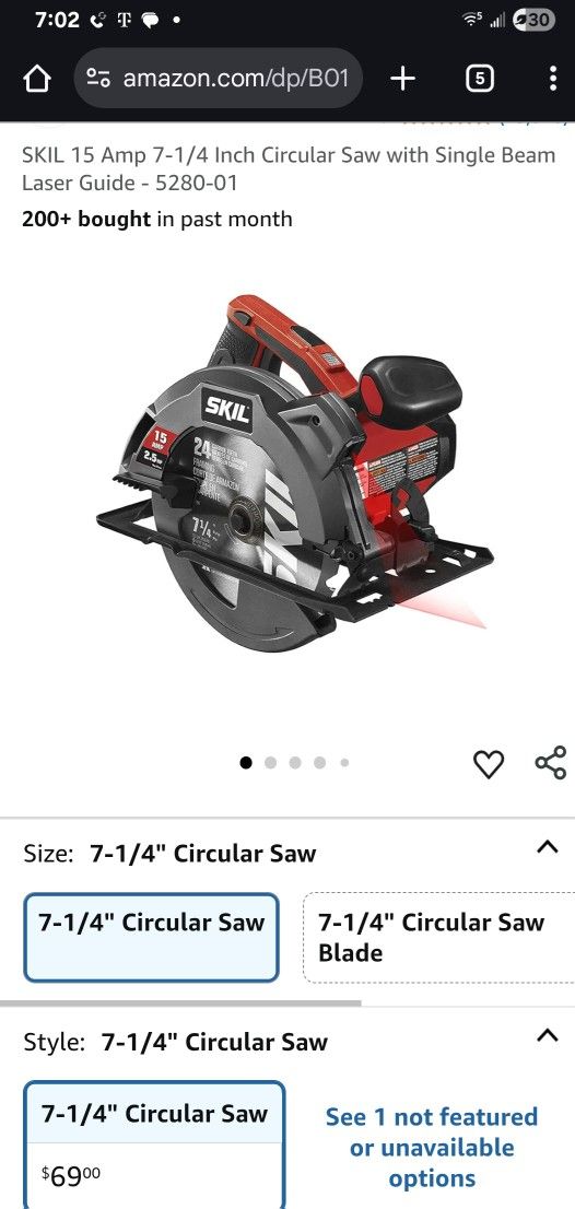 SKIL 15 Amp 7-1/4 Inch Circular Saw - $50 (Randallstown)