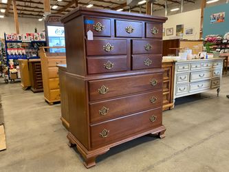 HARDEN Solid Cherry 8 Drawer Tallboy Dresser
