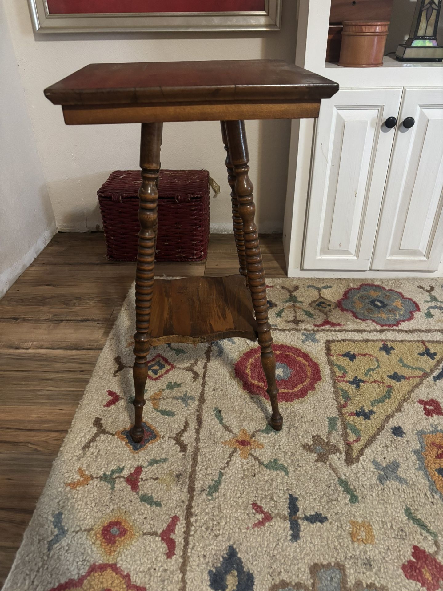 Vintage MCM Oak Spindle Tall End Table