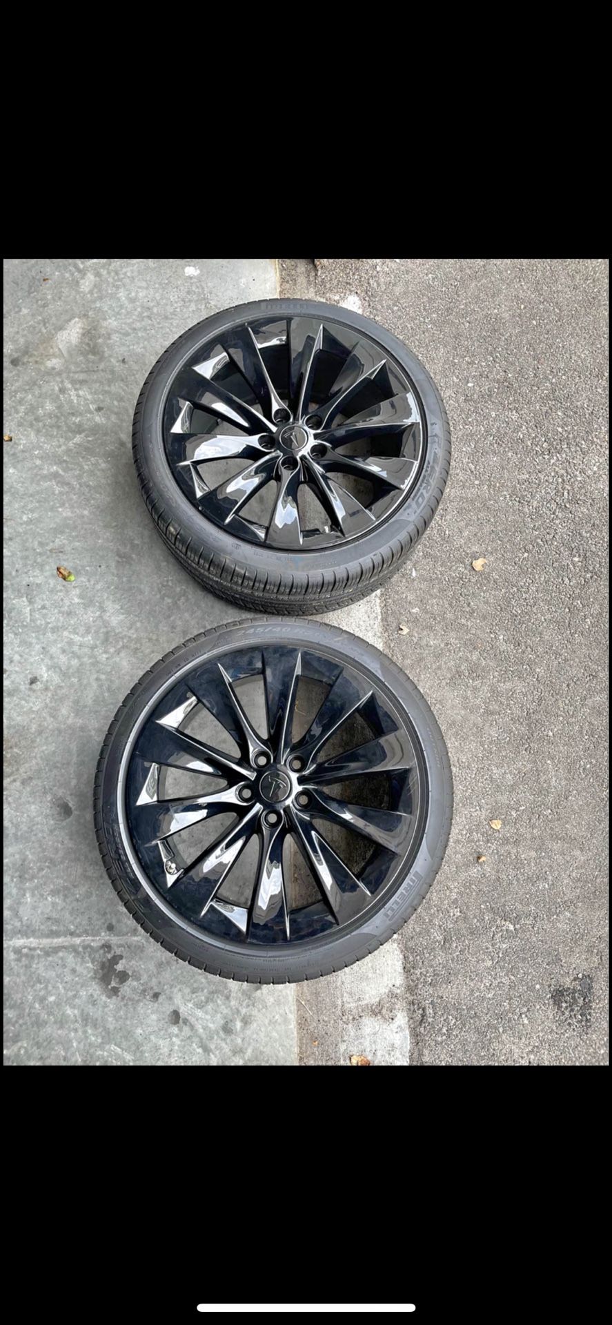 Tesla Model X / S Rims OEM - SET of ONLY 2 rims and Pirelli Zero Tires 275/35r20 & 245/40r20