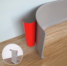 Peel and Stick Rubber Baseboard Molding, 6 Inch x 100 Feet, Gray Flexible self-adhesive vinyl wall base, model S152; easy to cut and install for a cle