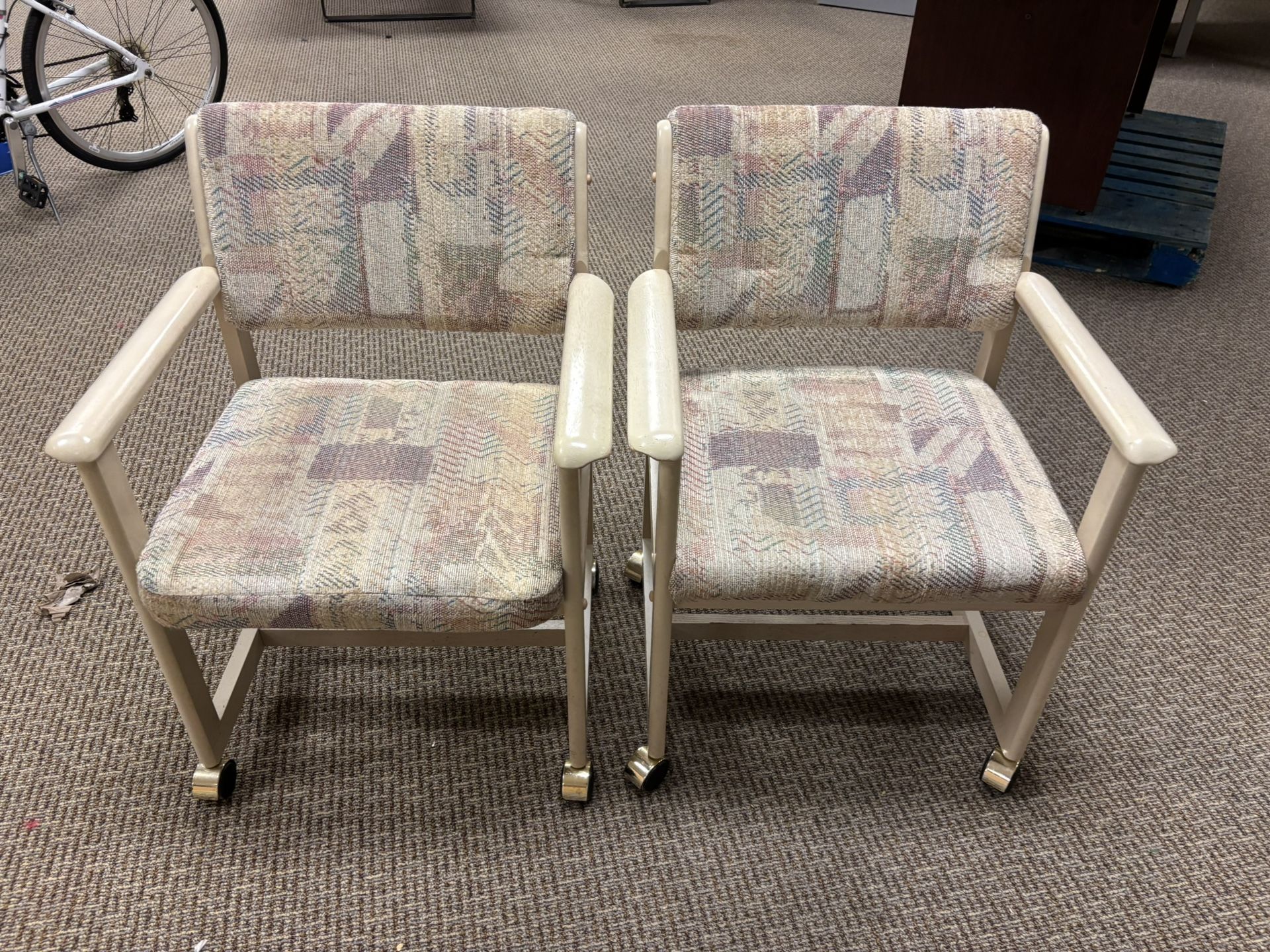 Set of 2 Vintage Rolling Armchairs