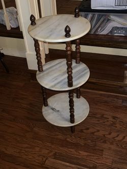 Victorian Round Marble Top 3 Tier Plant Stand