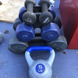 6 Dumb Bells With Stand And Kettle  Ball