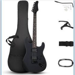 Ktaxon 39 Inch Electric Guitar, Full Size Solid Body H-H Pickups 6 Strings Beginner Guitar Kit With Upgrade Cable & Guitar Capo, Tremolo Arm, Gig Bag 