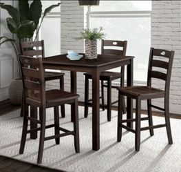 Brand New Espresso 5pc Counter Height Dining Table Set