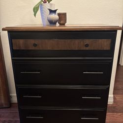 Black Dresser with Wood Top | Modern Refinished 4 Drawer