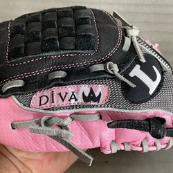 Louisville Slugger Diva DV1050 10.5" Leather EZ-Lock Softball Mitt Glove Pink LHT Left Handed Throw