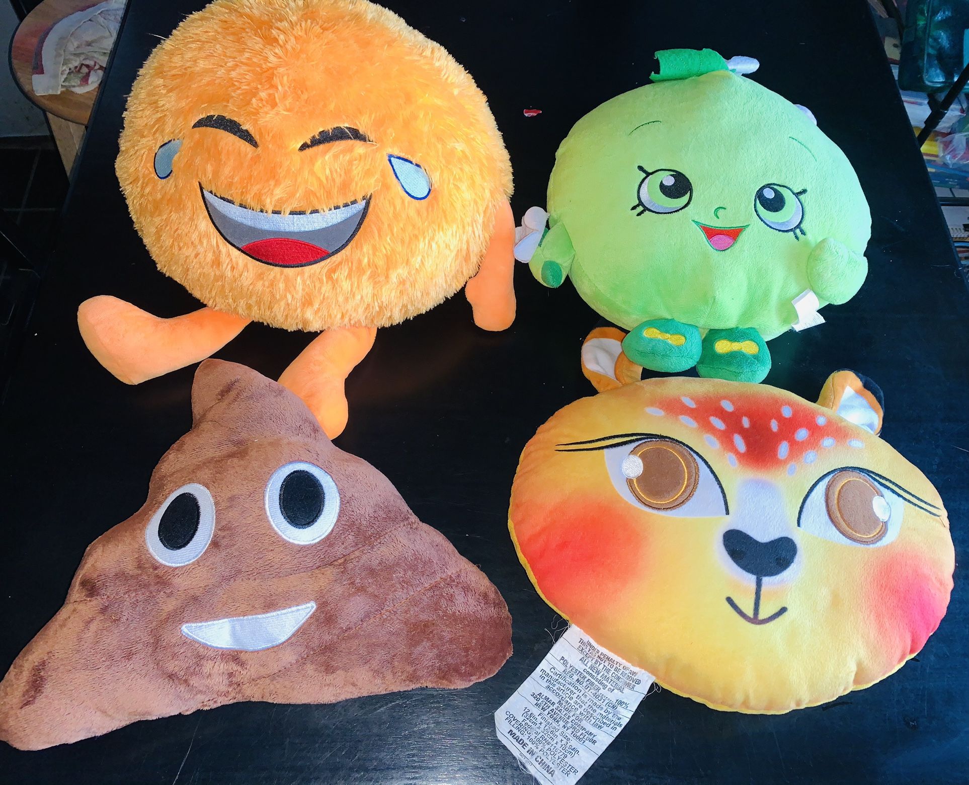Big Laughing Face Emoj/shopkin/poop/ cat pillows all $15