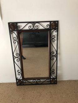 Decorative Wall Mirror with Wrought Iron Frame