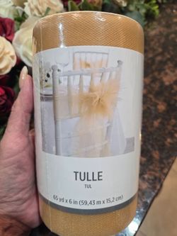 Gold Tulle Fabric Roll 65yd x 6in