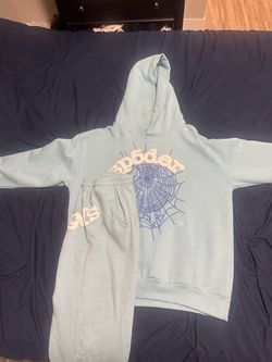 Sp5der Light Blue Hoodie and Sweatpants Set