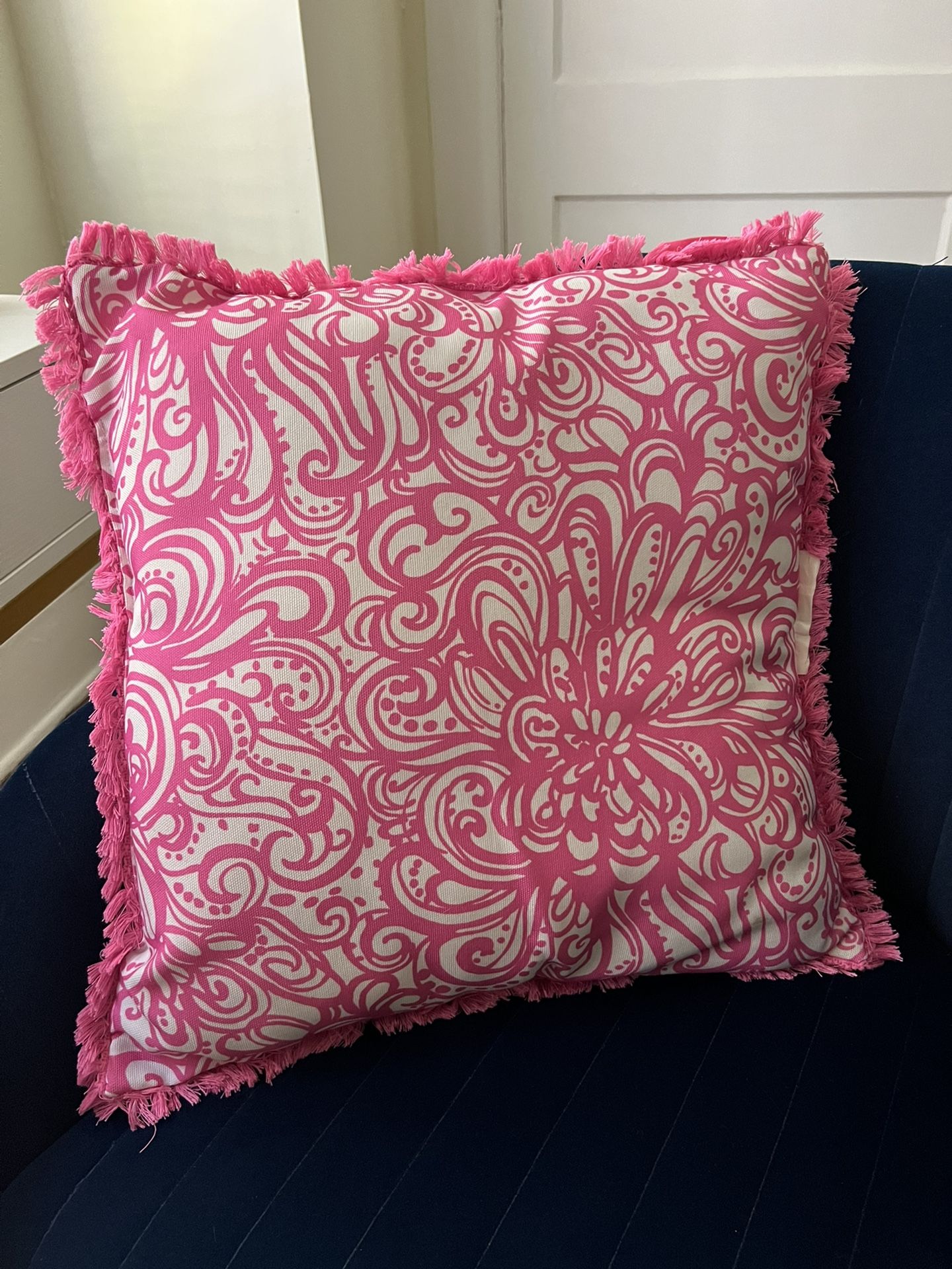 Pink Lilly Pulitzer Reversible Indoor Outdoor Throw Pillow