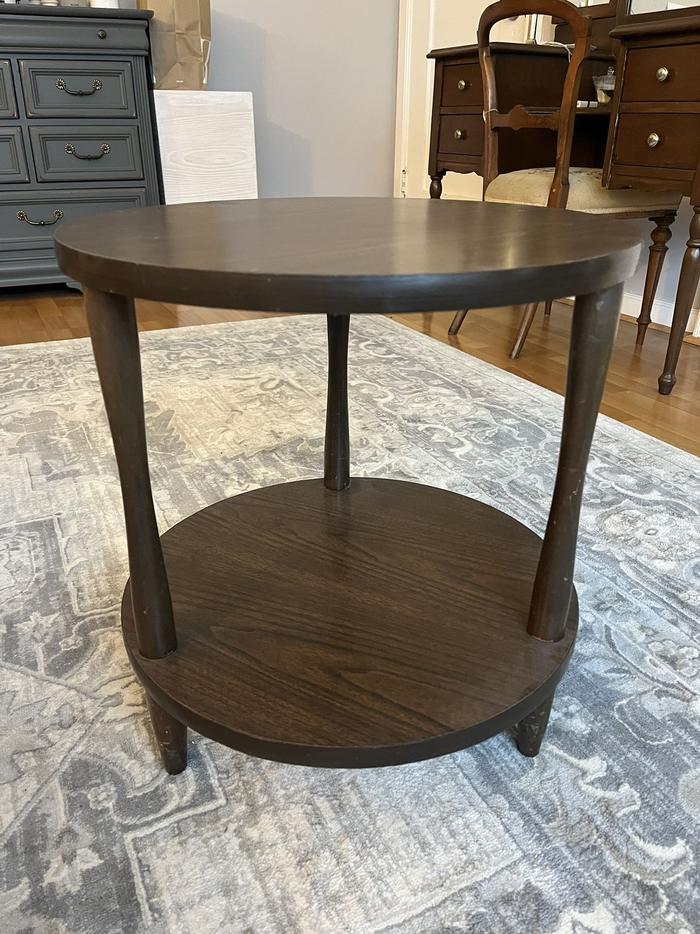Rare MCM Mid Century Modern 2-Tier Round End Night Plant Table Formica Finish