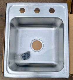 Elkay Kitchen Laundry Stainless Steel 17" x 20" x 7-1/8" 3-Hole Single Sink