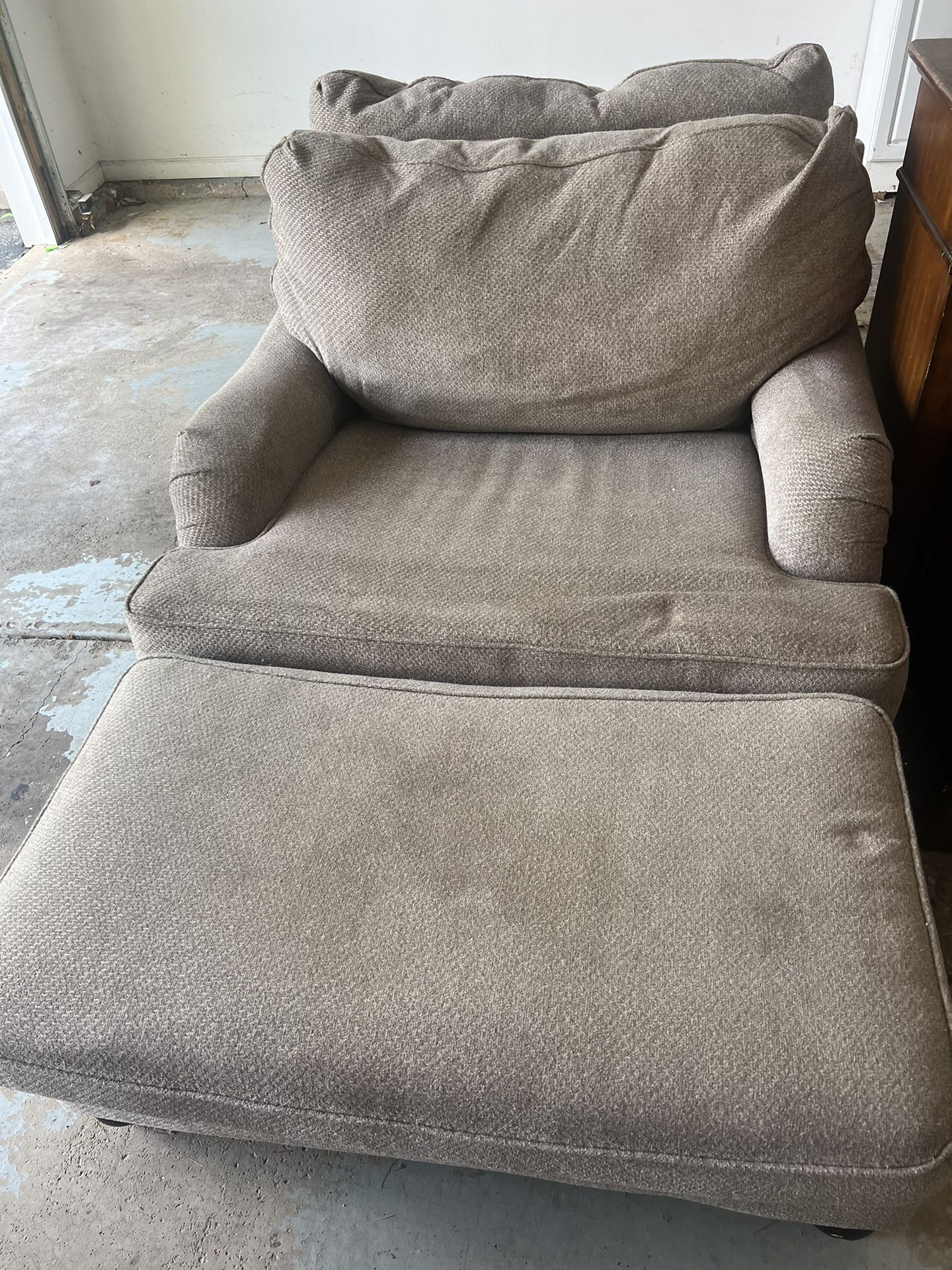 Two Gray Chairs And Ottoman