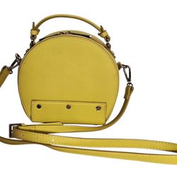 ZARA Yellow Round Mini Crossbody Top Handle Bag Structured Circle Purse