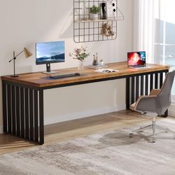 0948 78.74" Extra Long Computer Desk for 2 Person, Double Long Desk with Heavy Duty Metal Frame, Double Workstation Study Table for Home Office (Witho
