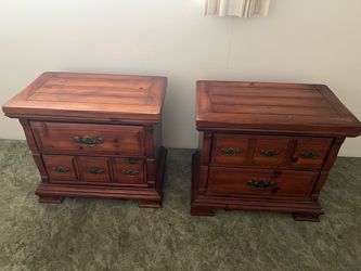 Pair of Wooden Nightstands with Drawers