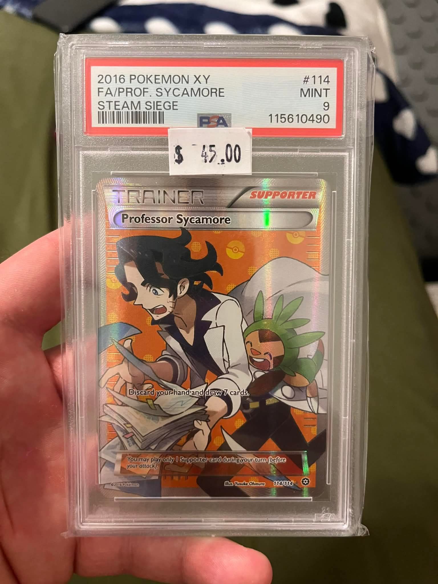 PSA 9 Full Art Trainer Professor Sycamore 114/114 Pokmon XY Steam Siege  2016 - greenwatershopping.com