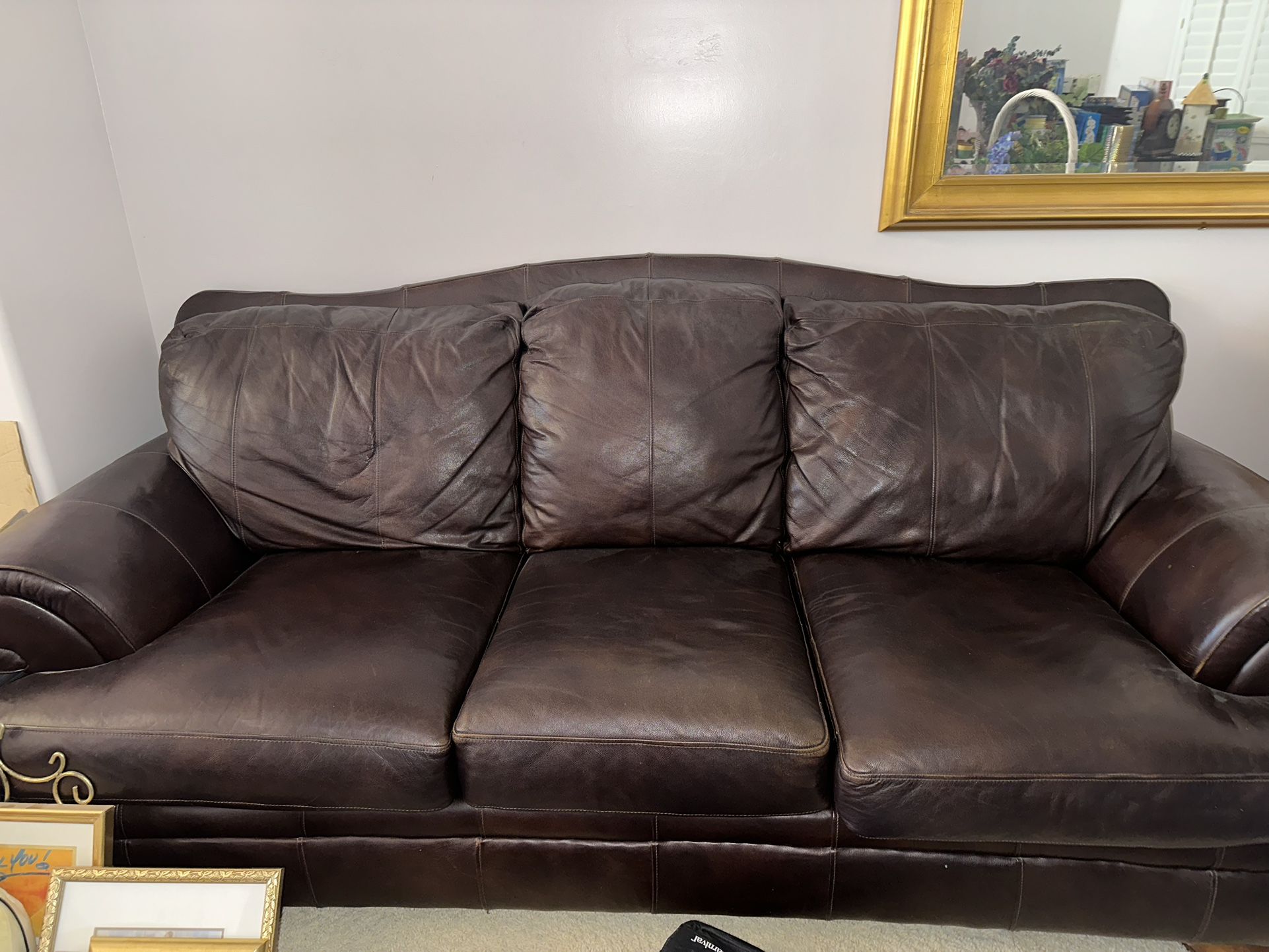 brown leather couch