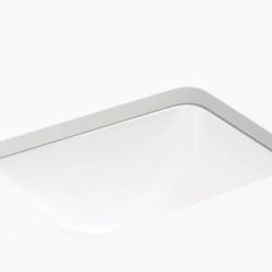 KOHLER 20000-0 Caxton Rectangle Undermount Bathroom Sink with Overflow Drain, 20-1/4" W x 15-11/16"