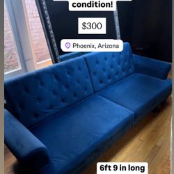 Midnight Blue Suede Couch