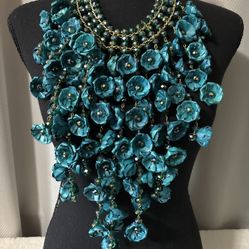 Mexican Jewelry Set, Palm Necklace & Earrings