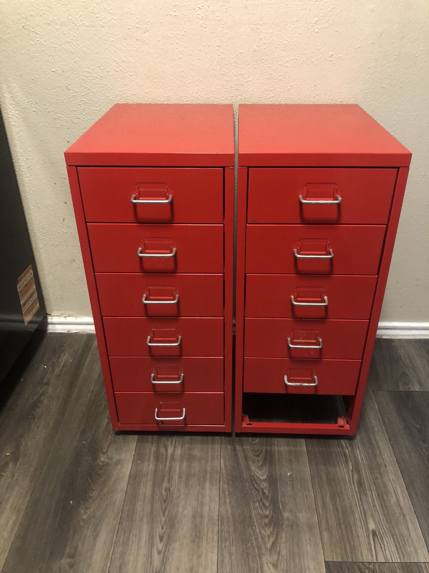2 Red File Cabinets