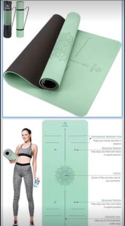 Gruper Yoga Mat Non Slip TPE Extra Wide Yoga Mat with Alignment Mark, 72"L x 32"W x 0.32"/0.24"Th (183cm x 80cm x 8mm/6mm), Anti-Tear Exercise Mat wit