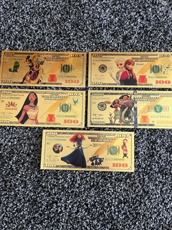 $10 Each-Disney Princesses NOVELTY 24kt Gold Foil Collector Items