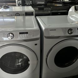 Samsung 4.5 Cu. Ft. Front Load Washer and 7.5 Cu. Ft. Electric Dryer with Sensor Dry Laundry Pair in White