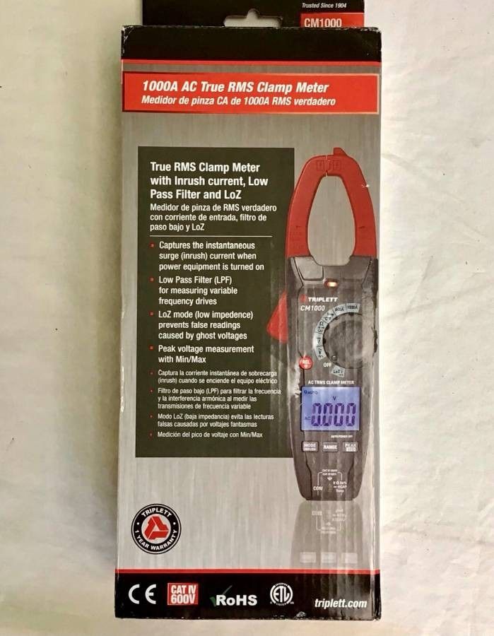 Triplett Professional 1000 Amp True RMS Inrush Clamp Meter