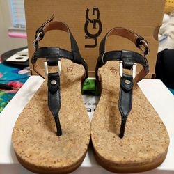 UGG Black Strappy Sandal (W8.5)