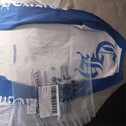 Blue and white chrome heart long-sleeve