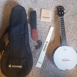 Donner Banjolele 4 String Banjo Ukulele Kit + Gig Bag
