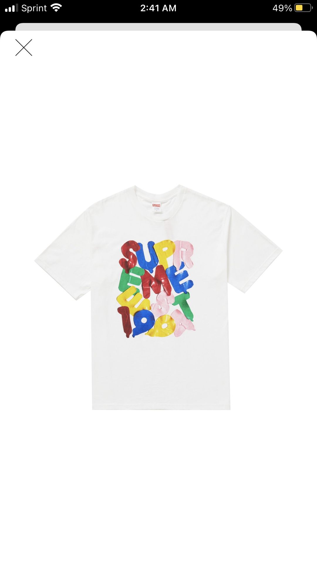 Supreme balloons tee shirt size large brand new