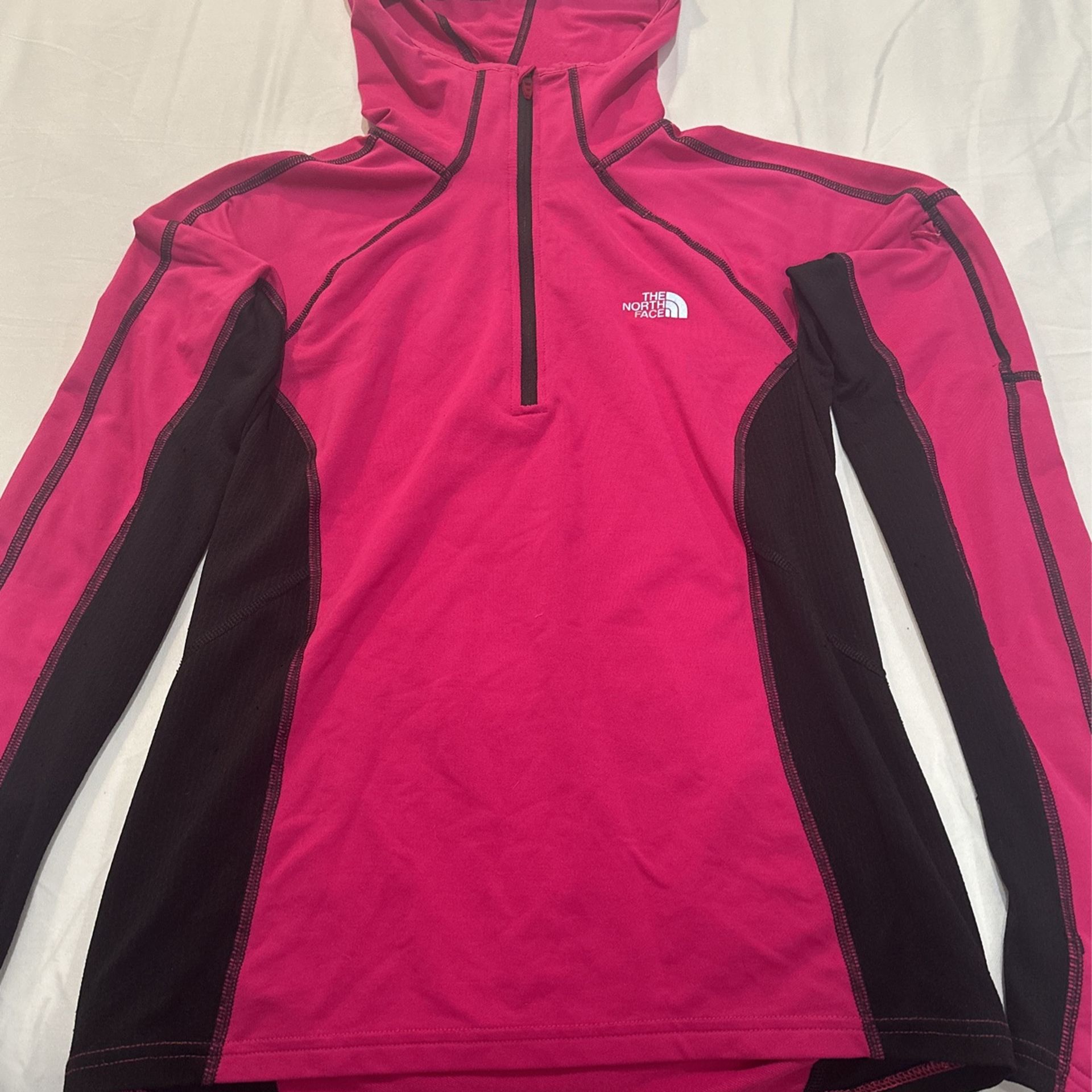 North Face Pink/Black half zip lightweight hoodie
